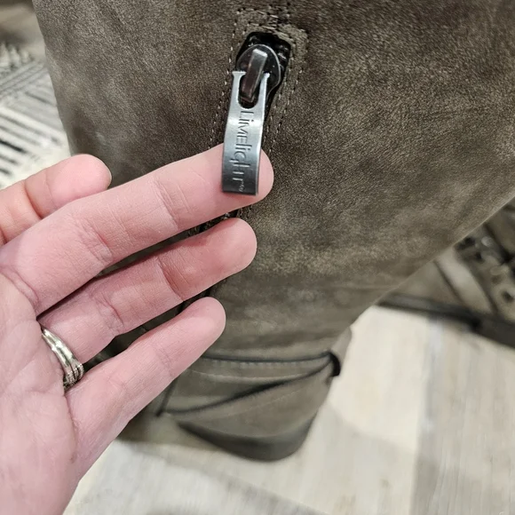 Tall boots grey/ brown with buckle zip - Picture 6 of 10